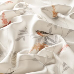 8 1812 060 Robin Jab Vorhangstoff Meterware Gemustert Weiss Orange