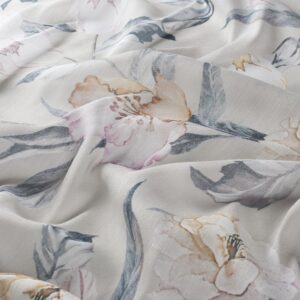 8 1887 060 Hanami Jab Vorhangstoff Meterware Mit Blumenmuster Blau Rosa