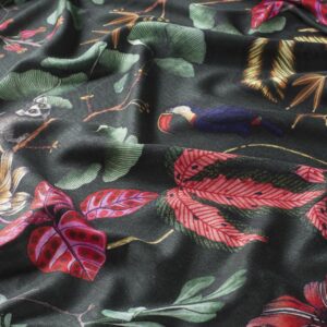 Ch3044 010 Fantastic Madagascar Jab Vorhangstoff Meterware Mit Blumenmuster Schwarz Rot