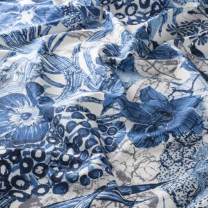 Ch3165 050 Greenhouse Jab Vorhangstoff Meterware Mit Blumenmuster Blau