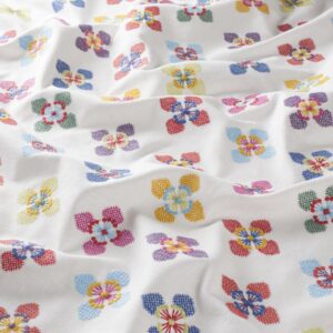 Ja7031 070 Flower Love Jab Vorhangstoff Meterware Mit Blumenmuster Weiss Bunt