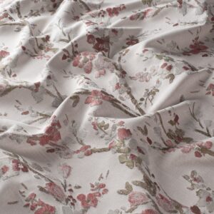 Ja7039 070 Haokan Jab Vorhangstoff Meterware Mit Blumenmuster Grau Rosa