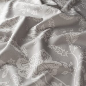 Ja7073 092 Fleur Jab Vorhangstoff Meterware Mit Blumenmuster Grau