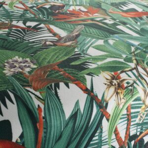 Ja8060 061 Jungle Birds Jab Vorhangstoff Meterware Mit Blumenmuster Weiss Gruen