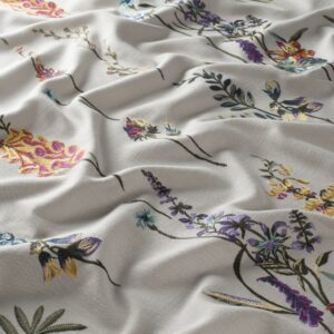 Ja7095 070 Floria Jab Vorhangstoff Meterware Mit Blumenmuster Grau