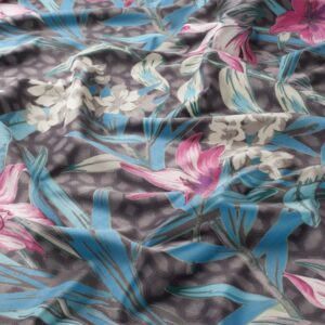 Ja8010 050 Lilies Jab Vorhangstoff Meterware Mit Blumenmuster Blau Rosa