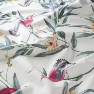Ja8053 080 Greenery Jab Vorhangstoff Meterware Gemustert Weiss Gruen Rot