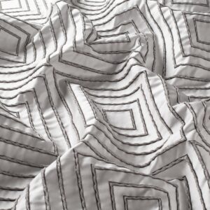 9 7790 070 Rombico Jab Vorhangstoff Meterware Gemustert Weiss Grau