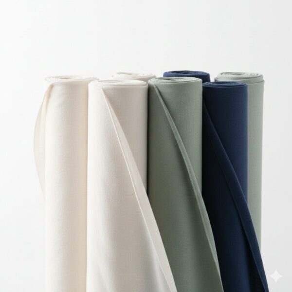 Hochwertige Baumwollstoff-Rollen in der Polsterei Möbelstoffparadies.